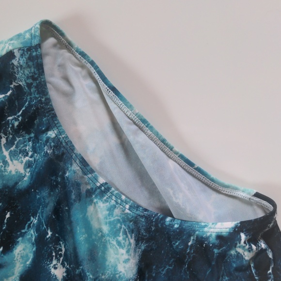 TORRID blue & white  "Blue Ocean" corset swimsuit, sz 0 / 12 (sold out) slimming - Picture 6 of 16